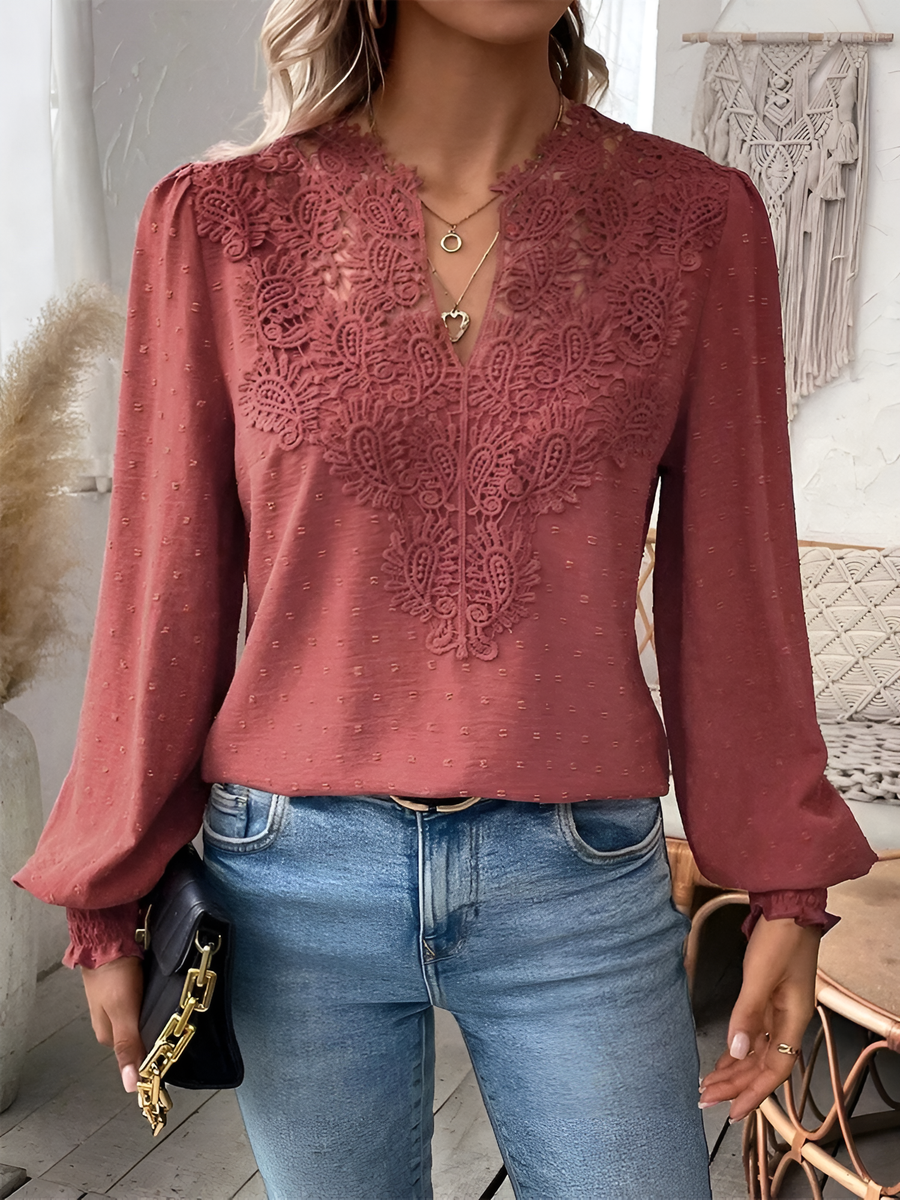 Isabel® | Elegant Long-Sleeved V-Neck Blouse