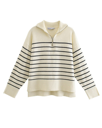 Angeline's® | Striped mesh Ivy blouse with zip neckline