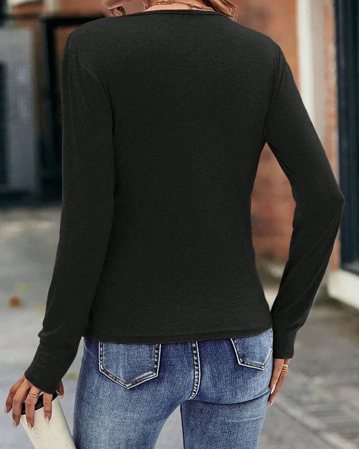 Brylee® | Long Sleeve Wrap Blouse With V-Neck