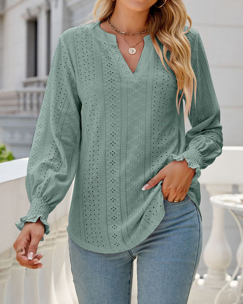 Amelia® | Textured Hollow Lace Blouse