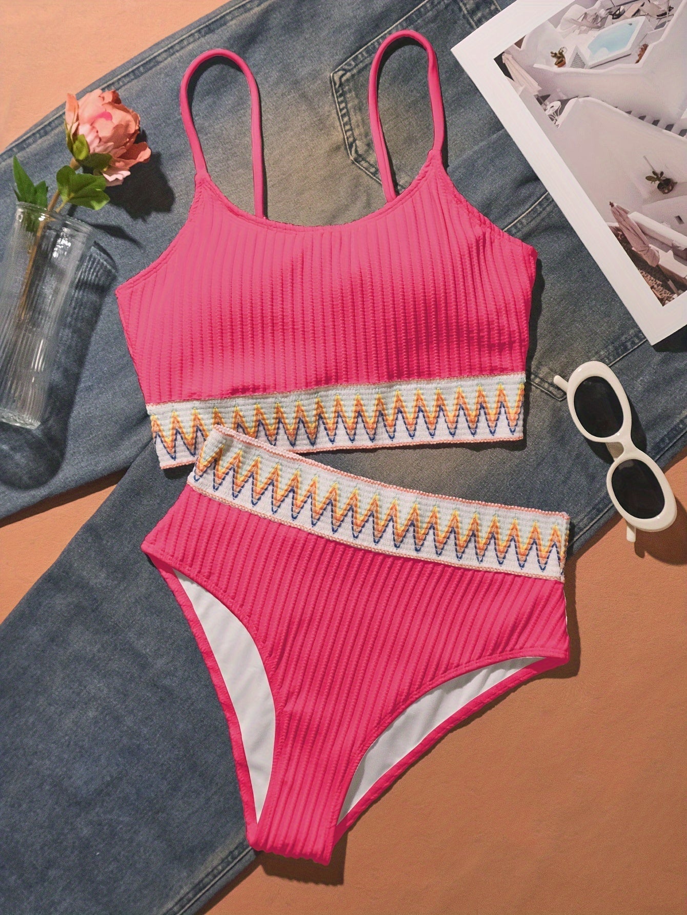 Seraphina® | Ribbed bikini top and high waist briefs