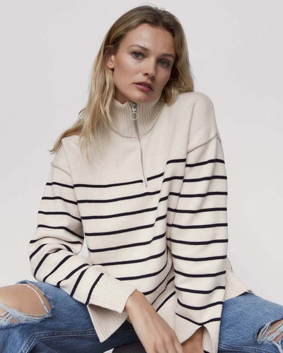 Angeline's® | Striped mesh Ivy blouse with zip neckline