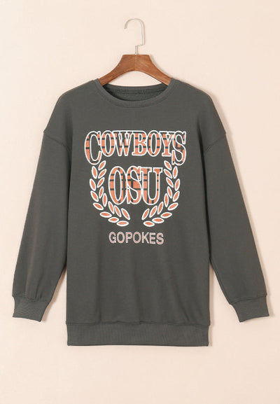 Amelie® | Long sleeve crew neck sweatshirt with letter graphic