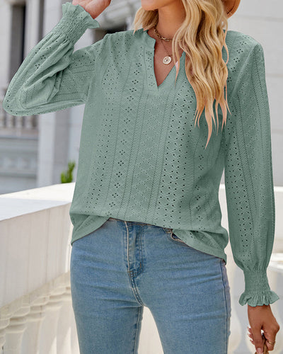 Amelia® | Textured Hollow Lace Blouse