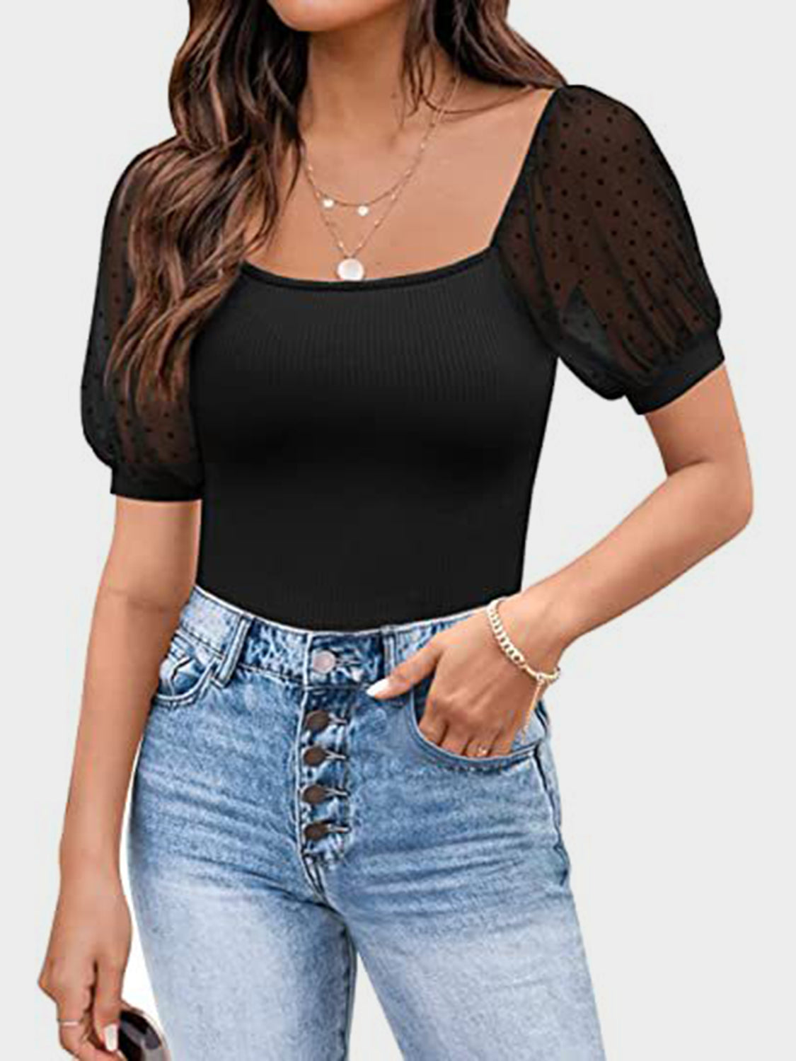Agustina® | Short-sleeved T-shirt with a square neckline