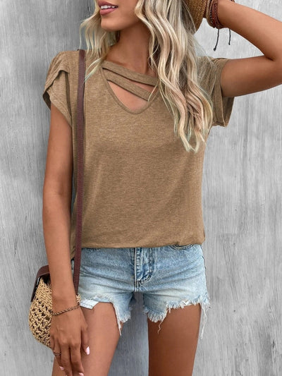 Ariana® | Asymmetrical T-shirt with petal sleeves