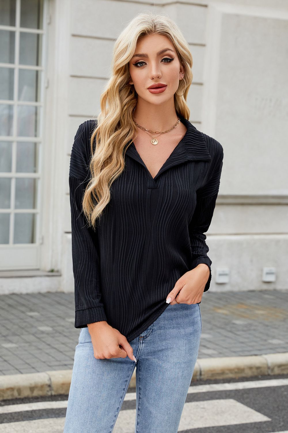 Ana® | Structured, long-sleeved blouse with a collar