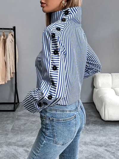 Celeste® | Striped Blouse With High Neck