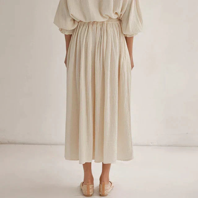 Kaia® | Blouse And Pleated Midi Skirt Set
