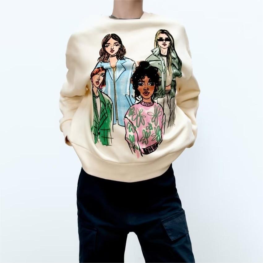 Madelief® | Illustrated crew neck sweatshirt for women