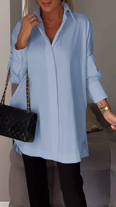 Brookleigh® | Elegant Oversized Shirt Blouse With Rolled Up Sleeves