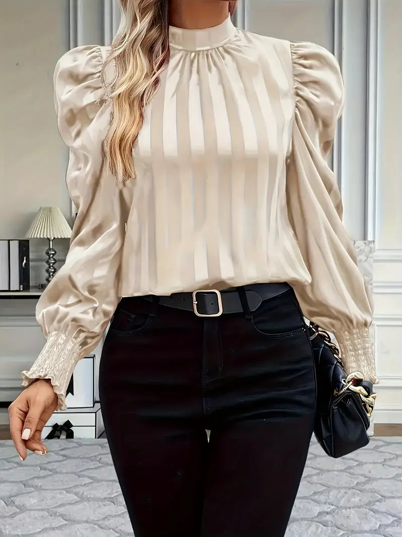 Browsmith® | Blouse With Stand-Up Collar And Puff Sleeves