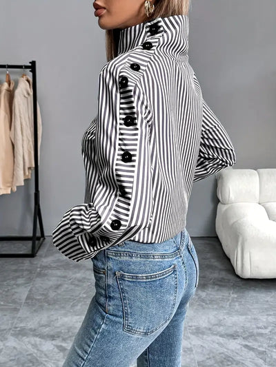 Celeste® | Striped Blouse With High Neck