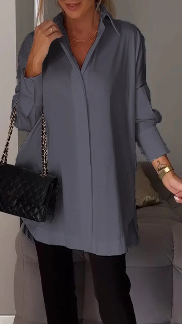 Brookleigh® | Elegant Oversized Shirt Blouse With Rolled Up Sleeves