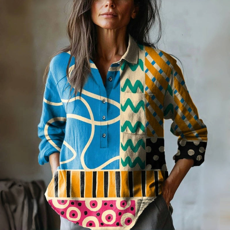 Alma® | Vintage geometric print blouse