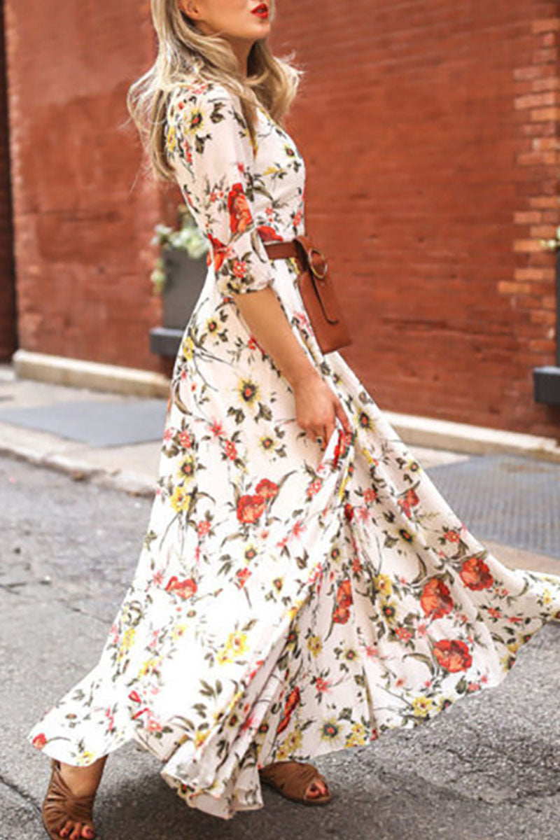 Gina® | Fashionable, elegant patchwork dresses with O-neck and A-line