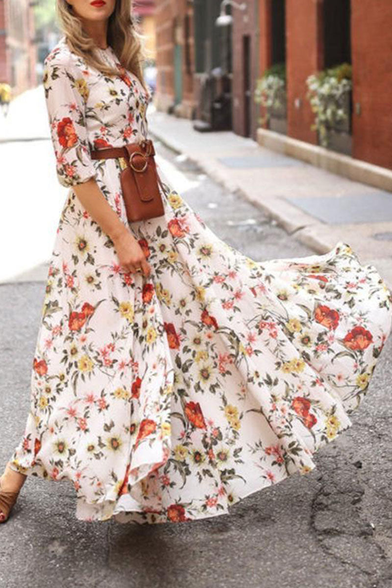 Gina® | Fashionable, elegant patchwork dresses with O-neck and A-line