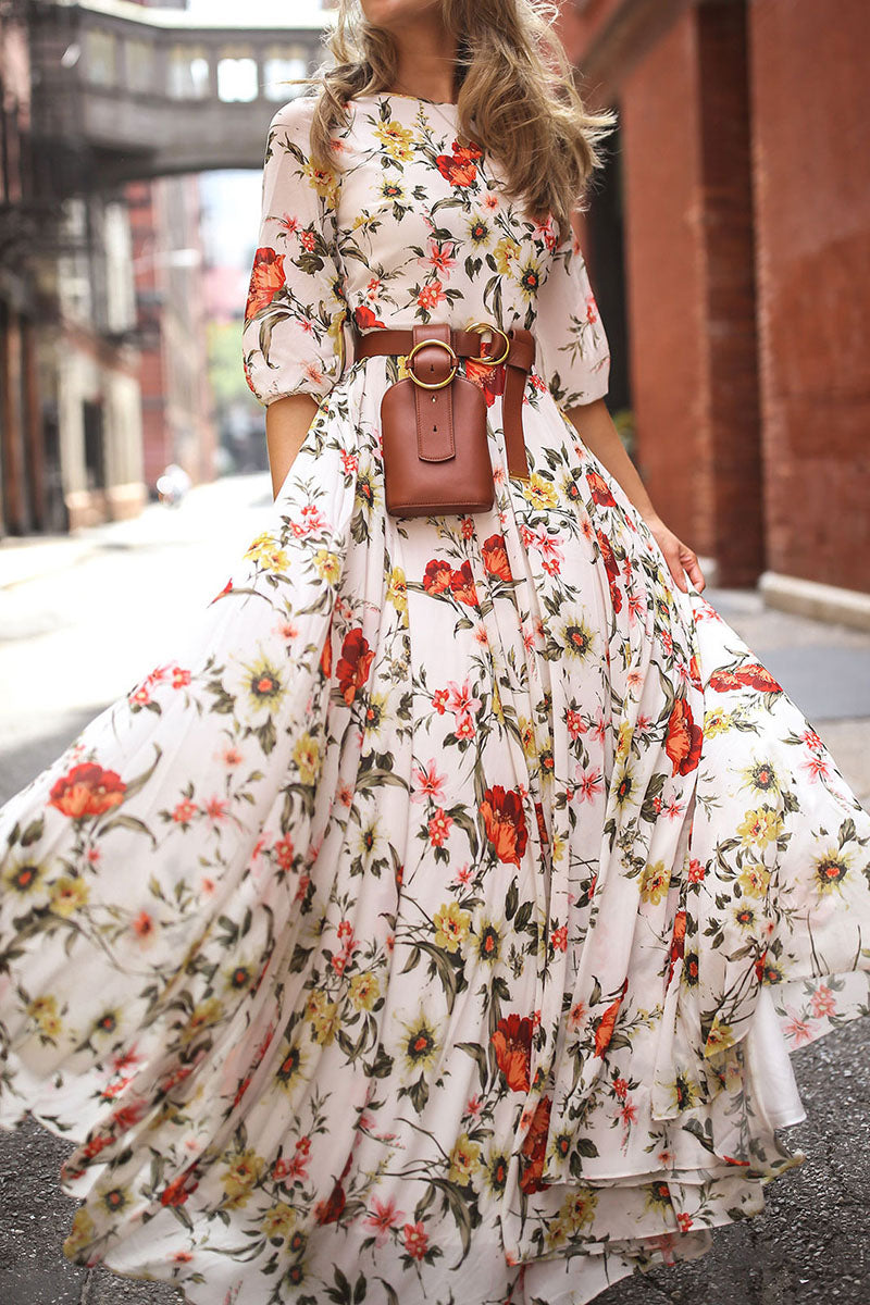 Gina® | Fashionable, elegant patchwork dresses with O-neck and A-line