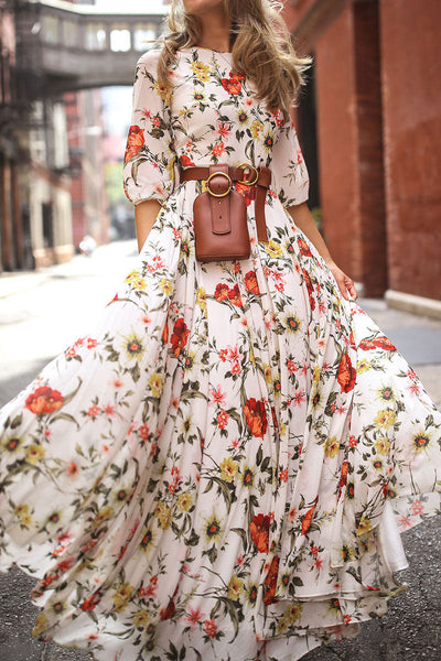 Gina® | Fashionable, elegant patchwork dresses with O-neck and A-line