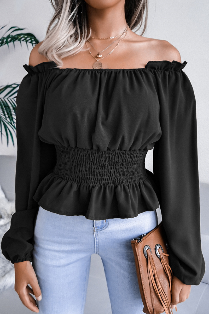 Silvia® | Elegant Off-The-Shoulder Long-Sleeved Blouse With Ruffle Hem