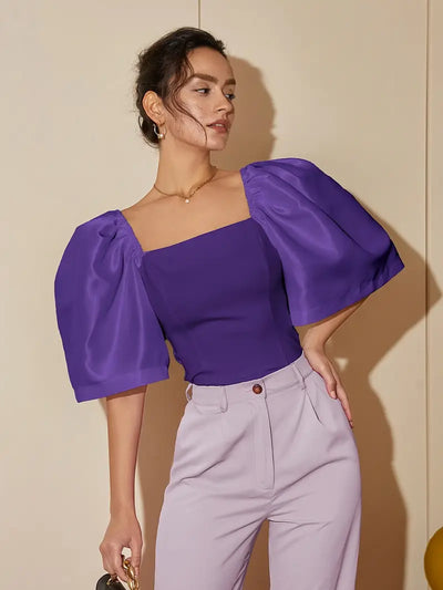 Ersilia® | Elegant Satin Blouse With Puff Sleeves