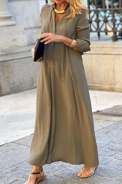 Alondra® | Casual, plain shirt dresses with pockets and a V-neck