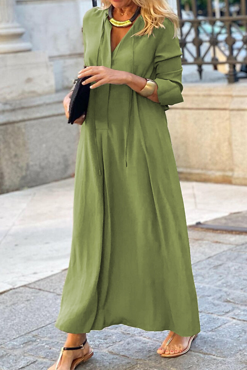 Alondra® | Casual, plain shirt dresses with pockets and a V-neck