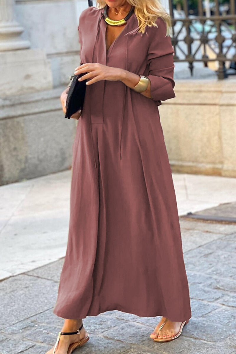 Alondra® | Casual, plain shirt dresses with pockets and a V-neck