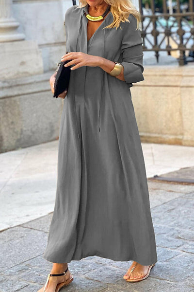 Alondra® | Casual, plain shirt dresses with pockets and a V-neck