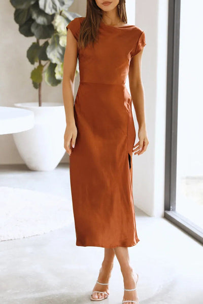 Brenda® | Elegant solid color backless princess dresses with asymmetrical collar of celebrities