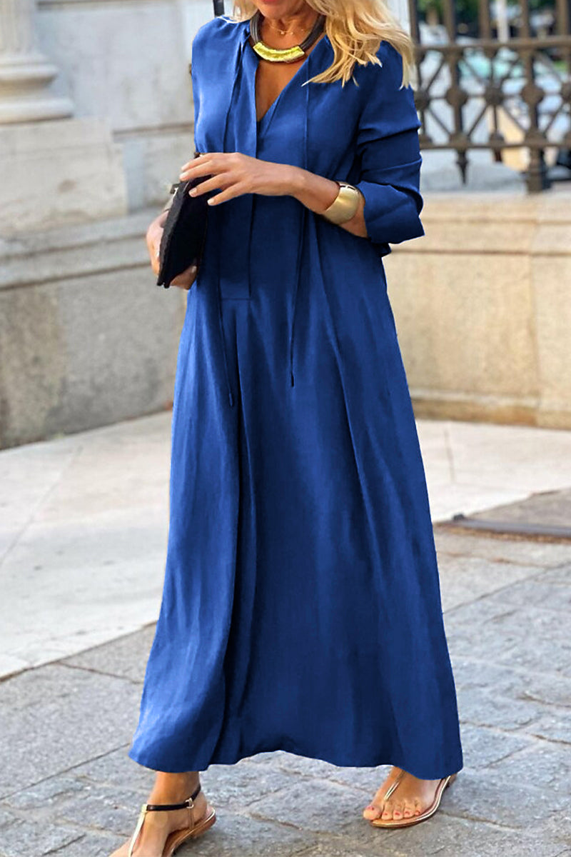 Alondra® | Casual, plain shirt dresses with pockets and a V-neck