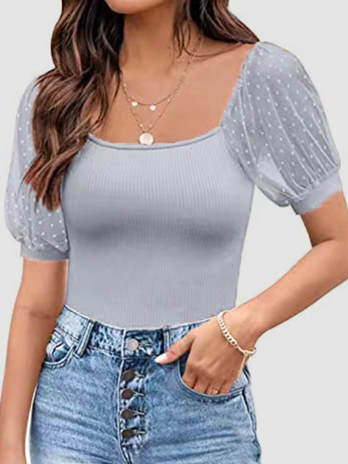 Agustina® | Short-sleeved T-shirt with a square neckline