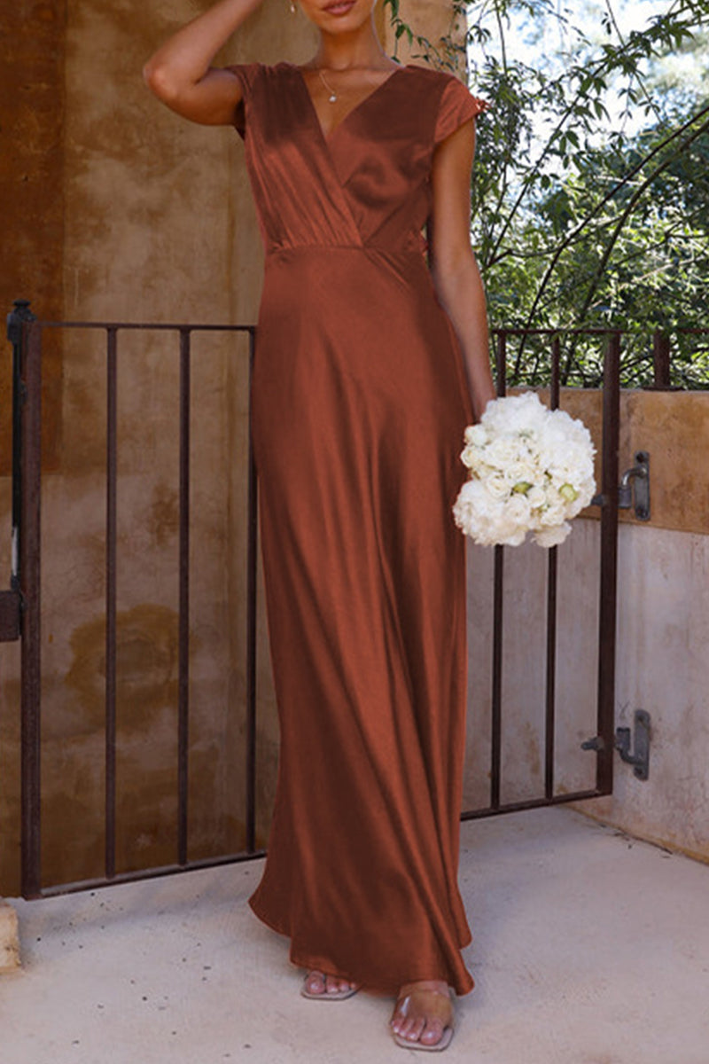 Daphne® | Celebrity Formal Solid Color V Neck Evening Dresses