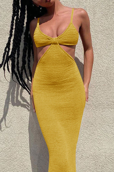 Selene® | Sexy Holiday Dresses Solid Color Backless V Neck Wrap Skirt