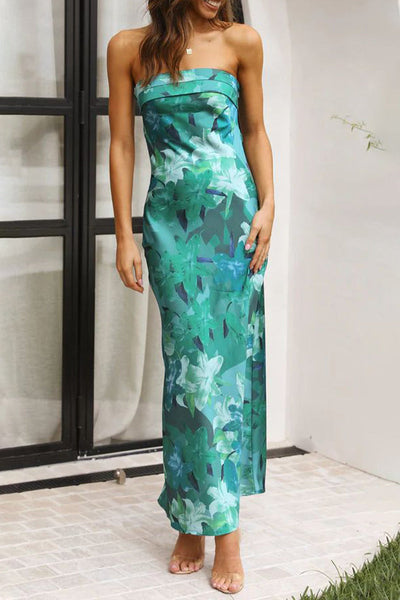 Nerina® | Elegant floral backless strapless printed celebrity dresses