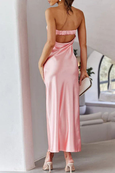 Marisol® | Elegant Solid Color Backless Strapless One-Step Skirt Celebrity Dresses