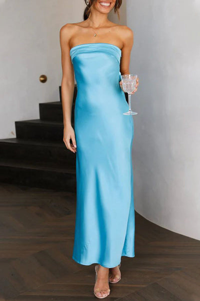 Marisol® | Elegant Solid Color Backless Strapless One-Step Skirt Celebrity Dresses