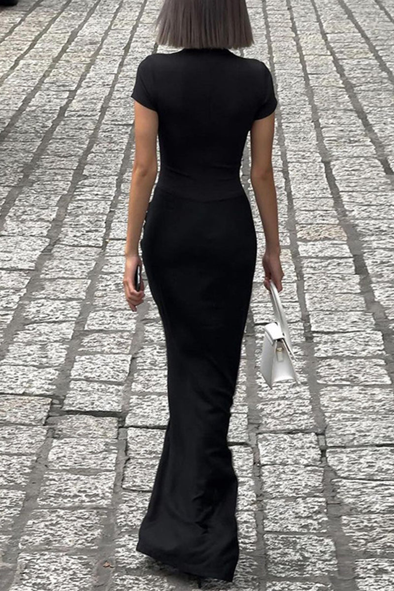 Galadriel® | Sexy solid color wrap skirt dresses with slit and pleats and V-neck