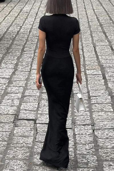 Galadriel® | Sexy solid color wrap skirt dresses with slit and pleats and V-neck