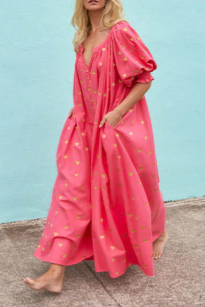 Juana® | Casual A-line dresses with pocket frenulum print and V-neck