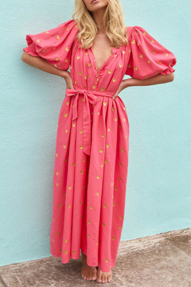 Juana® | Casual A-line dresses with pocket frenulum print and V-neck