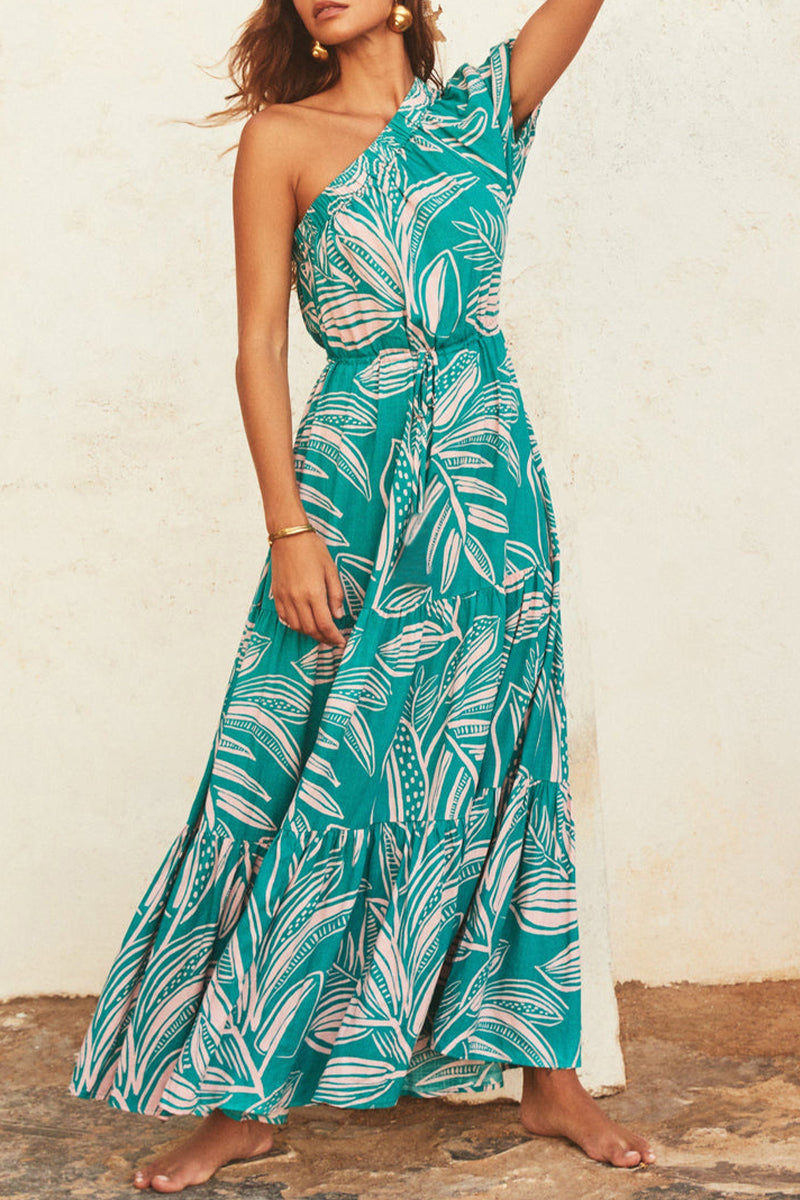 Dolores® | Casual holiday dresses with floral frenulum, backless, A-line dress with slanted collar