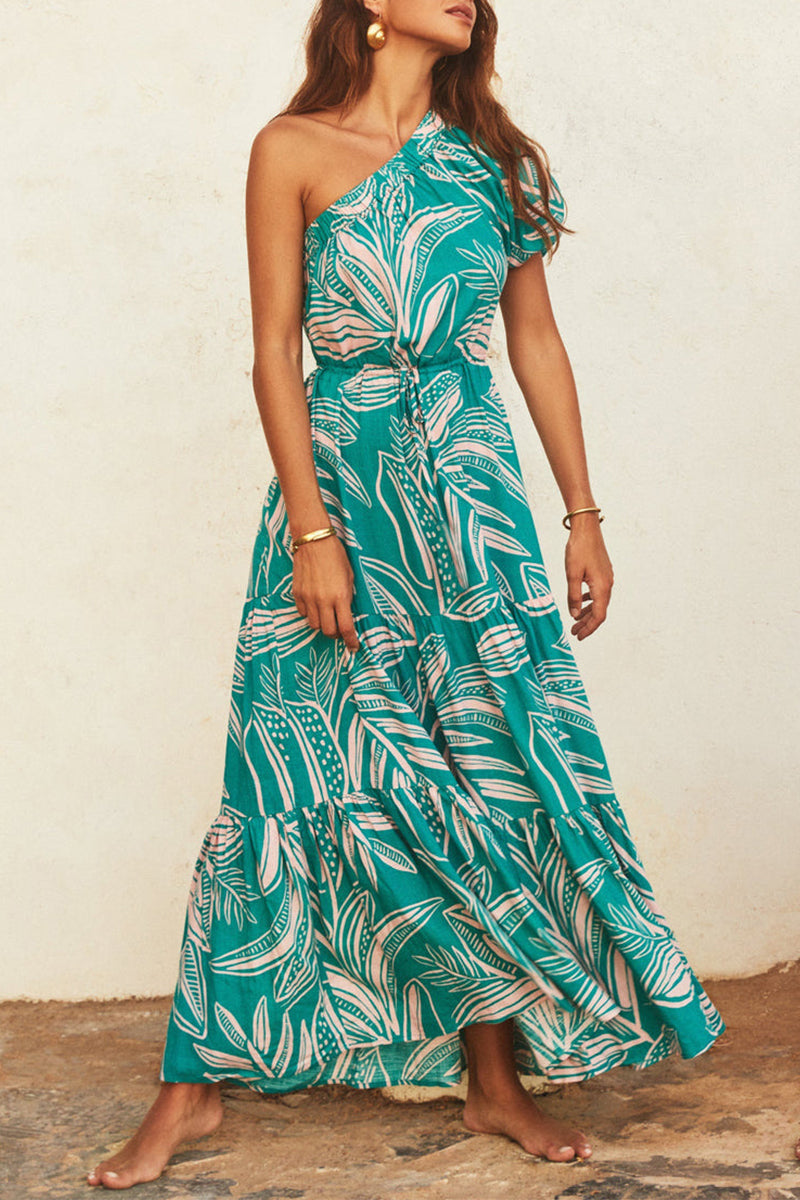 Dolores® | Casual holiday dresses with floral frenulum, backless, A-line dress with slanted collar