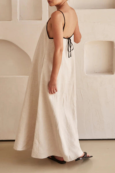 Elena® | Casual solid patchwork sling dresses with square collar