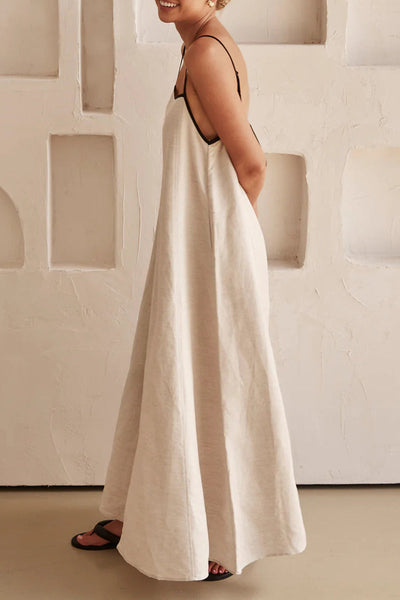 Elena® | Casual solid patchwork sling dresses with square collar