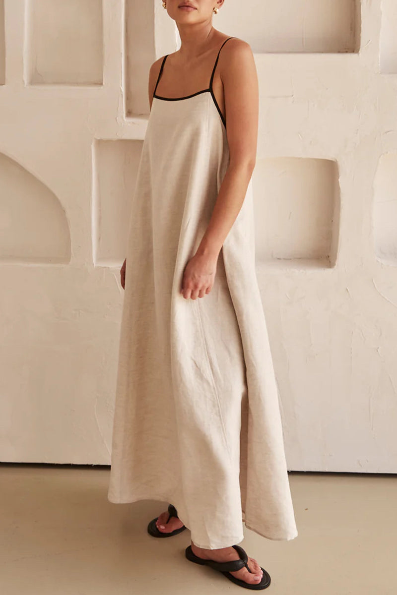 Elena® | Casual solid patchwork sling dresses with square collar
