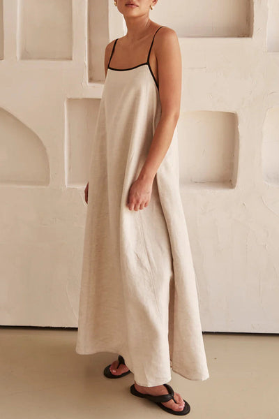 Elena® | Casual solid patchwork sling dresses with square collar