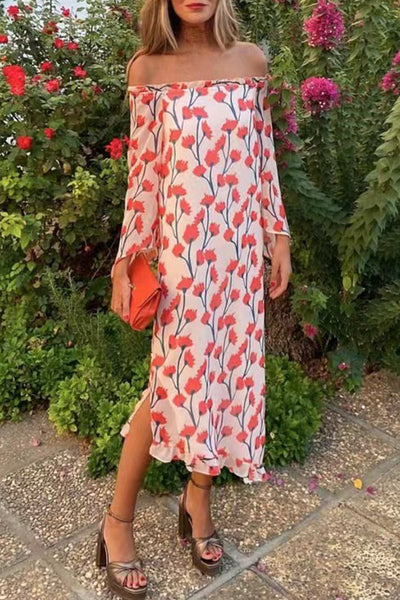 Ariadna® | Off-the-shoulder printed dresses with a sweet holiday floral pattern