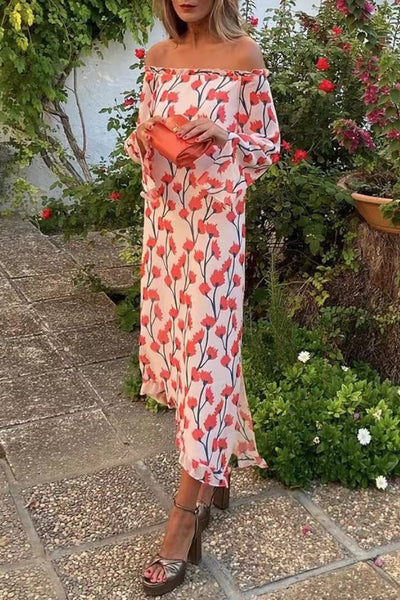 Ariadna® | Off-the-shoulder printed dresses with a sweet holiday floral pattern