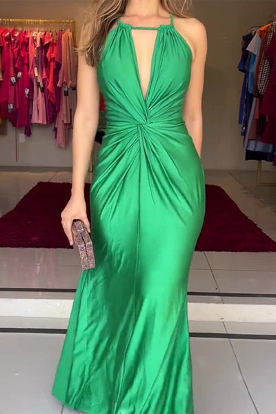 Alba® | Elegant formal solid color dresses with halter waist skirt